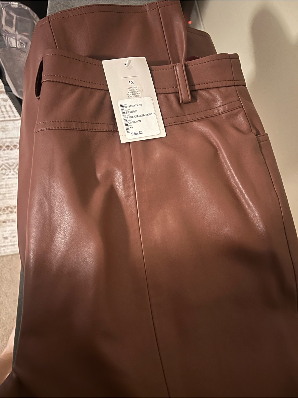 Faux Leather Ankle Pants in Brown - Size 12